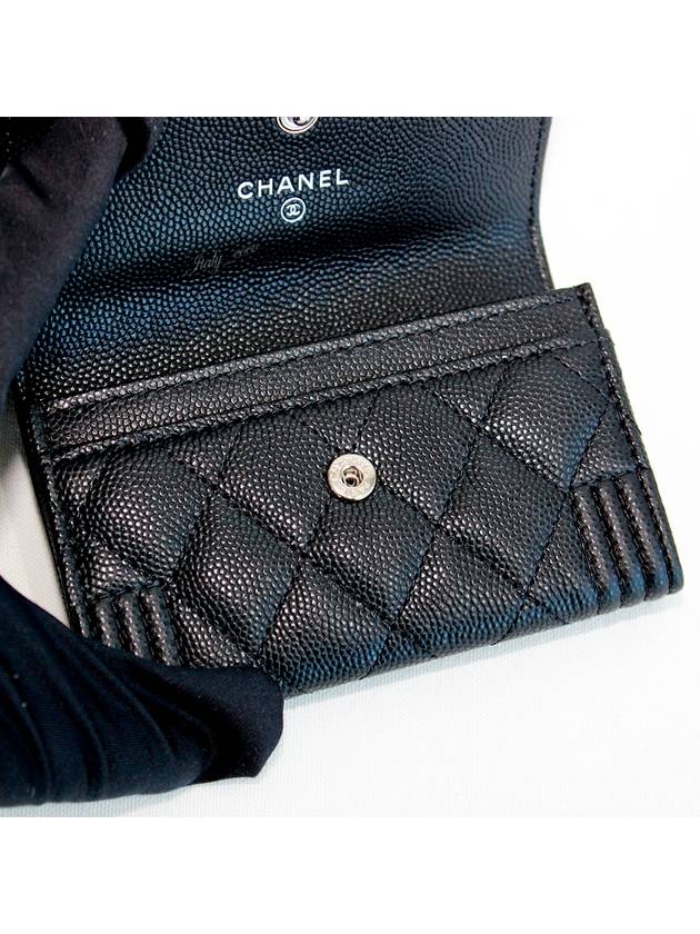 Boy  Flap Card Holder Grained Calfskin Ruthenium Black - CHANEL - BALAAN 11