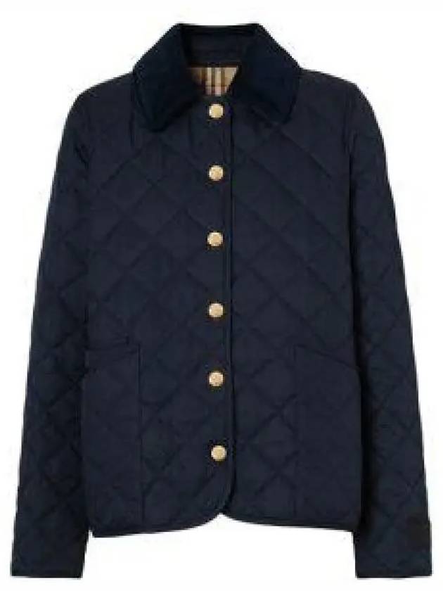 Corduroy Collar Quilted Jacket Dark Blue - BURBERRY - BALAAN 2