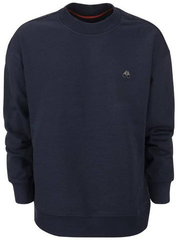 Marine Park Logo Detail Sweatshirt Navy - MOOSE KNUCKLES - BALAAN 1