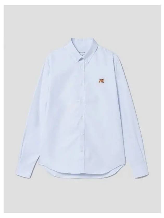 Men s Button Down Classic Shirt Blouse Southern Foxhead Patch Oxford Light Blue Domestic Product - MAISON KITSUNE - BALAAN 1