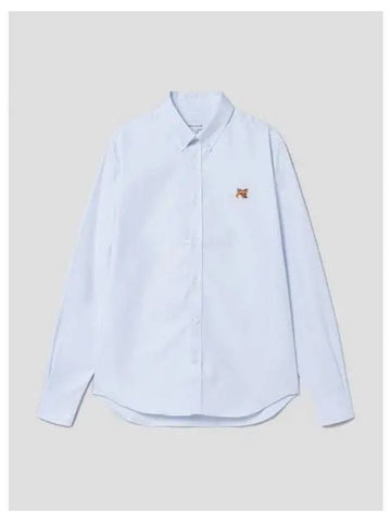 Men s Button Down Classic Shirt Blouse Southern Foxhead Patch Oxford Light Blue Domestic Product - MAISON KITSUNE - BALAAN 1