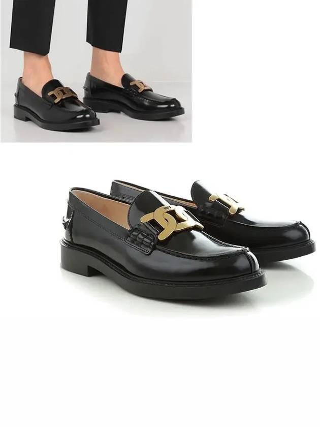 Brushed Leather Chain Loafers Black - TOD'S - BALAAN 2