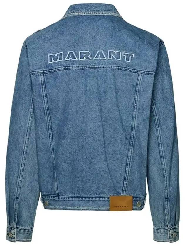 Jango Embroidered Logo Denim Jacket Blue - ISABEL MARANT - BALAAN 4