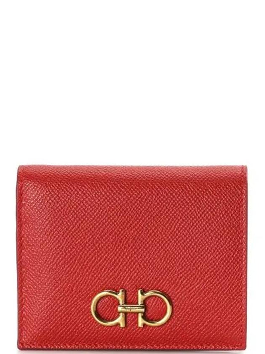 Gancini Compact Half Wallet Red - SALVATORE FERRAGAMO - BALAAN 2