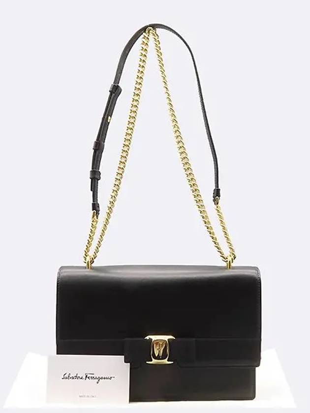 Ferragamo unused 21 1284 gold plated New Vara bow chain cross bag - SALVATORE FERRAGAMO - BALAAN 1