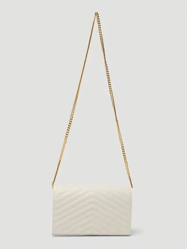 Monogram Matelasse Chain Shoulder Bag White - SAINT LAURENT - BALAAN 6