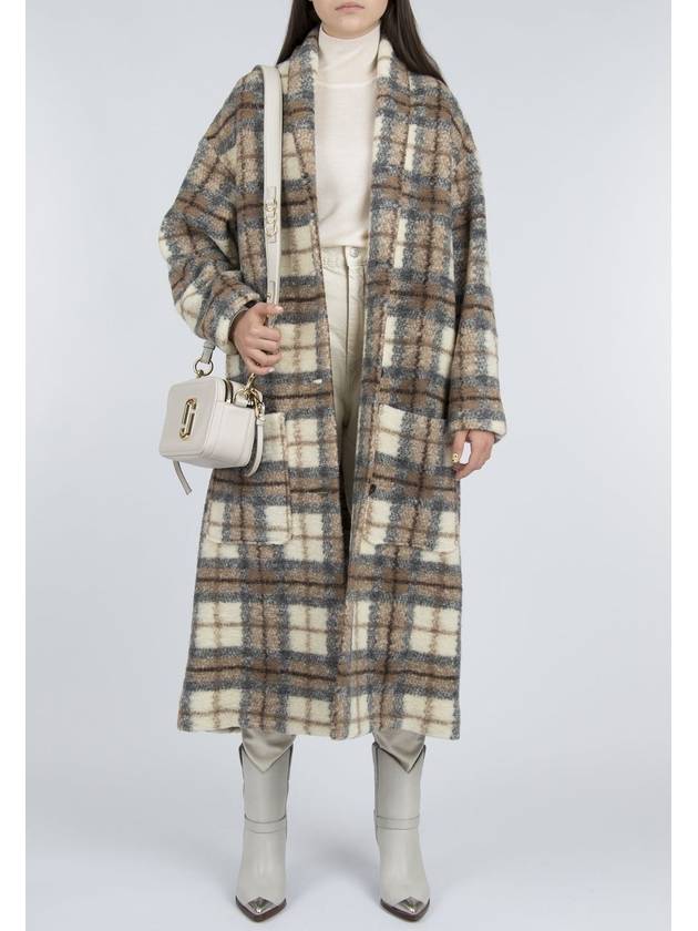 Elayo Check Wool Single Coat Beige - ISABEL MARANT - BALAAN 3