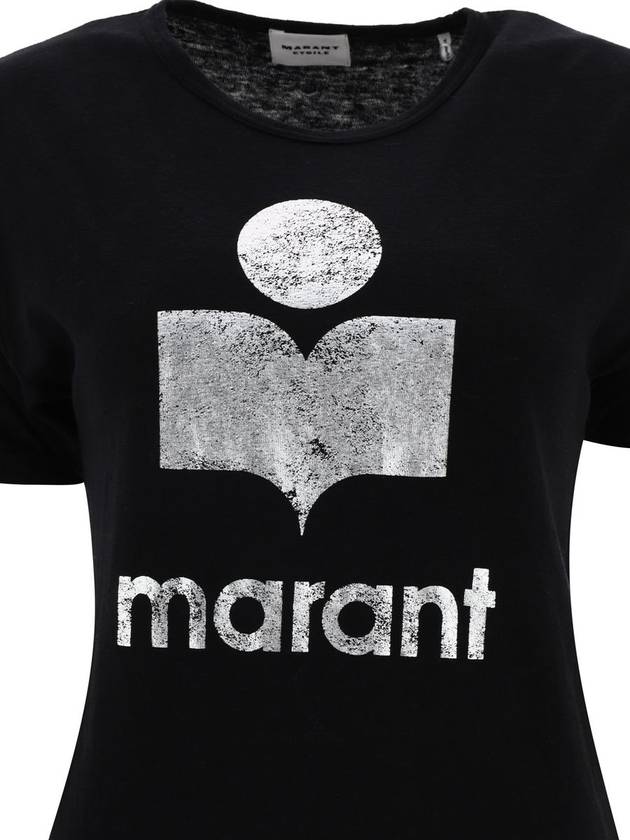 Koldi Linen Short Sleeve T-Shirt Black - ISABEL MARANT ETOILE - BALAAN 7