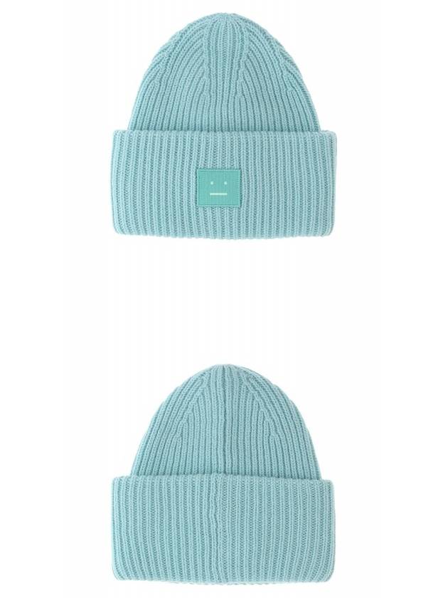 Face Patch Ribbed Wool Beanie Turquoise Blue - ACNE STUDIOS - BALAAN 6