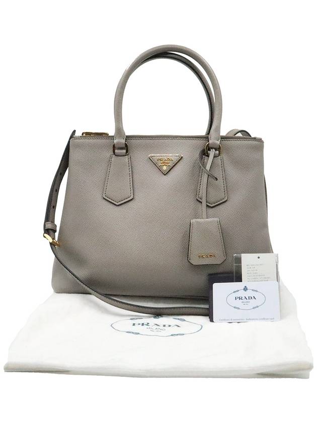 Women s Prada 1BA232 Gray Saffiano Lux Gold Triangle Galleria 2WAY gt bag Gangbuk used luxury goods - PRADA - BALAAN 3