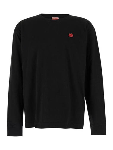 Boke Flower Embroidery Cotton Long Sleeve T-Shirt Black - KENZO - BALAAN 1