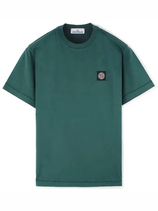 Logo Patch Cotton Short Sleeve T-Shirt Bottle Green - STONE ISLAND - BALAAN 2