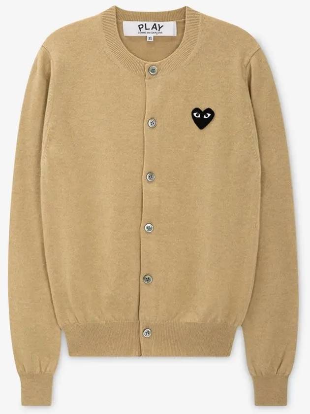 Black Wappen Wool Round Neck Cardigan Beige - COMME DES GARCONS PLAY - BALAAN 3