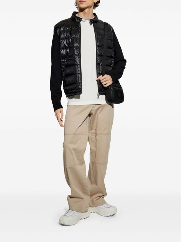 Logo Patch Padded Zip-Up Cardigan Black - MONCLER - BALAAN 7