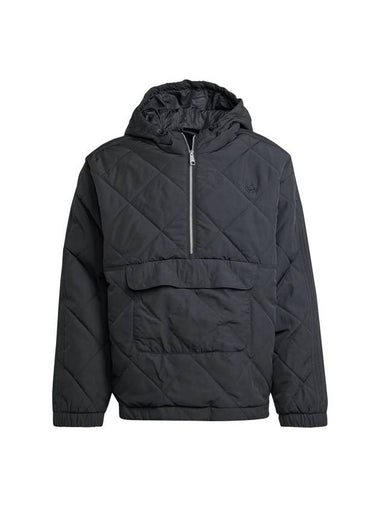 Premium Essentials Quilted Half Zip Jacket Black - ADIDAS - BALAAN 1