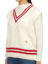 Embroidered Logo V-Neck Striped Vest Cream - SPORTY & RICH - BALAAN 3