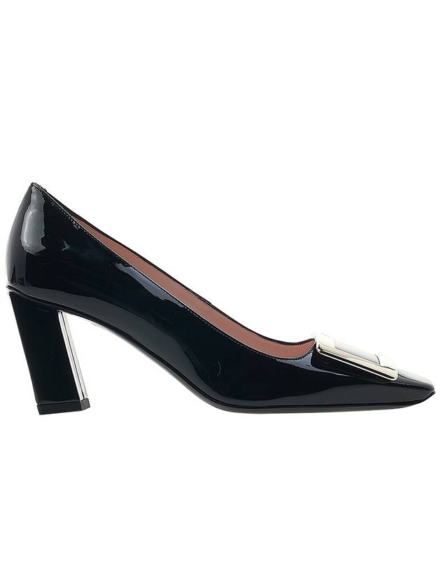 Metal Buckle Patent Leather Pumps Heel Black - ROGER VIVIER - BALAAN 3