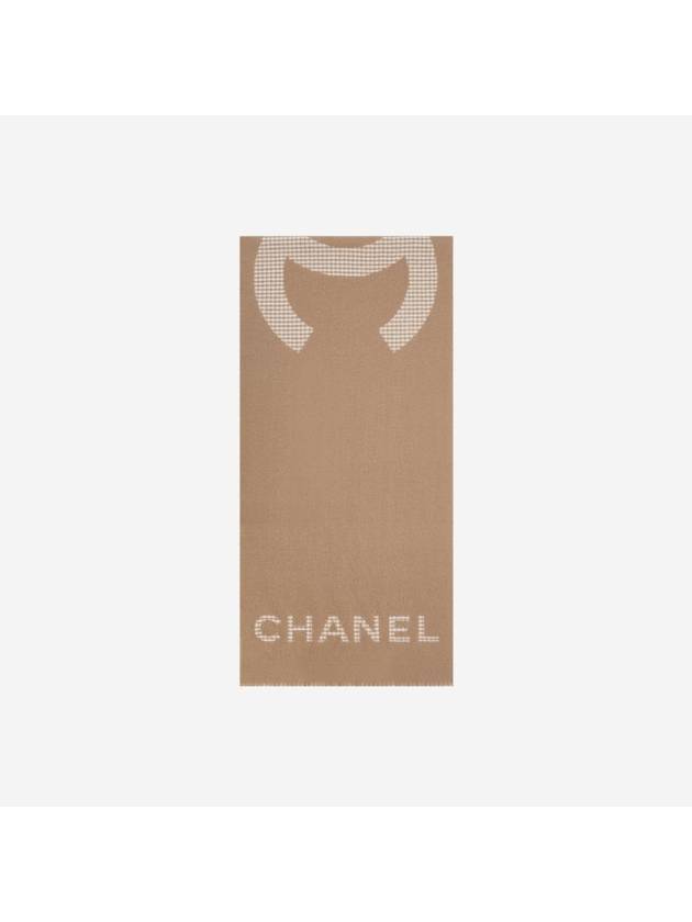 Cashmere Scarf Camel Ivory - CHANEL - BALAAN 1