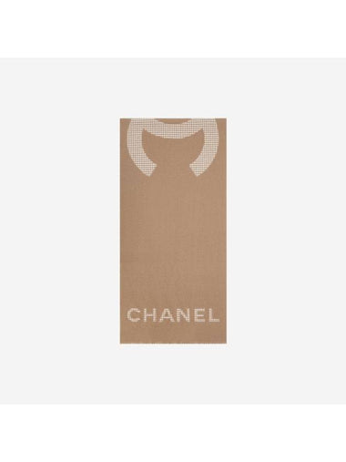 Cashmere Scarf Camel Ivory - CHANEL - BALAAN 1