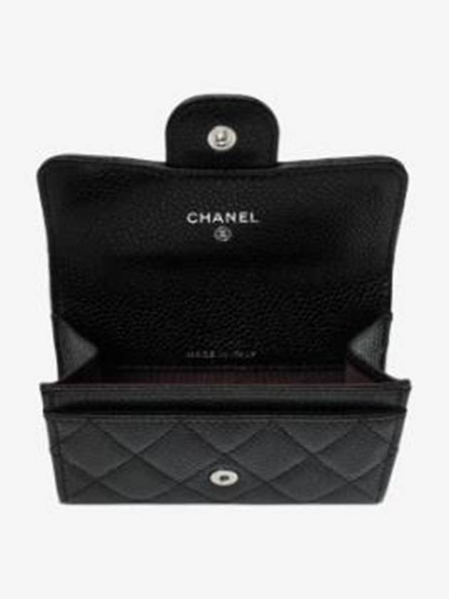 Classic Card Holder Grained Calfskin Silver Black - CHANEL - BALAAN 3