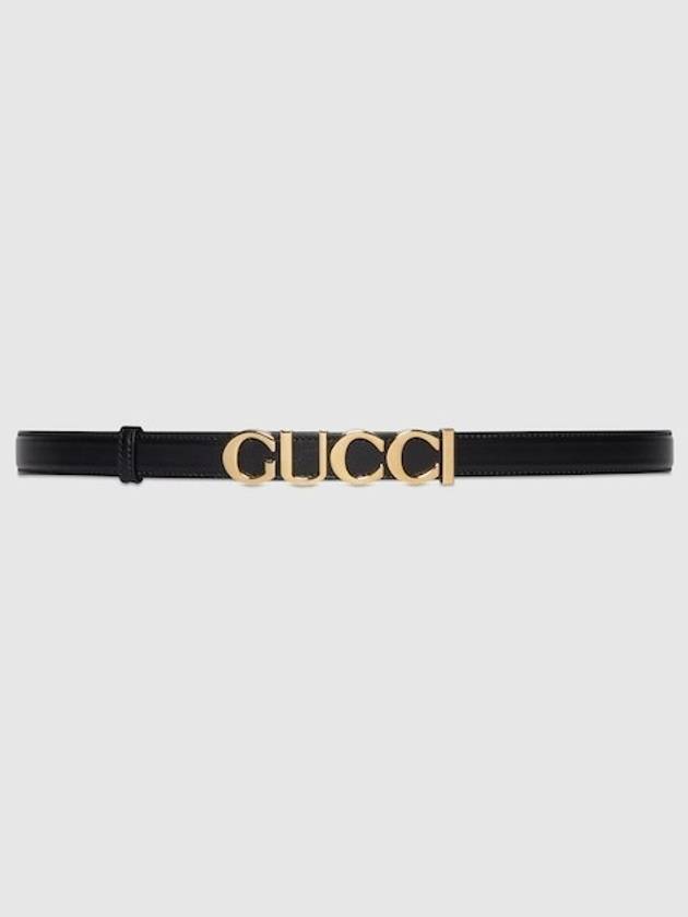 Gold Logo Buckle Thin Leather Belt Black - GUCCI - BALAAN 2