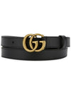 GG Marmont Double Buckle Thin Belt Black - GUCCI - BALAAN 4