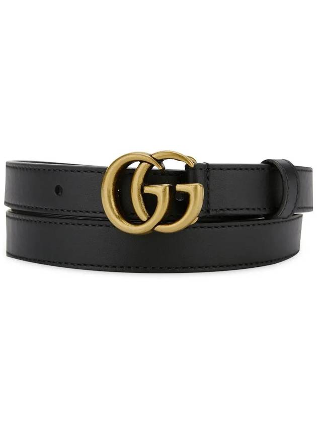 GG Marmont Double Buckle Thin Belt Black - GUCCI - BALAAN 2