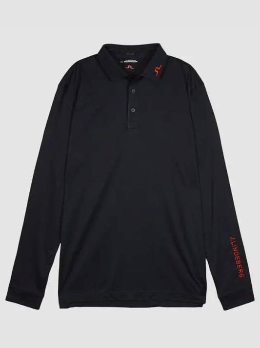 Men's Tour Tech Long Sleeve Polo Shirt Black Melange - J.LINDEBERG - BALAAN 2