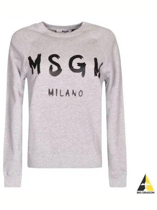 Milano Brushed Logo Print Crew Neck Sweatshirt Grey - MSGM - BALAAN 2