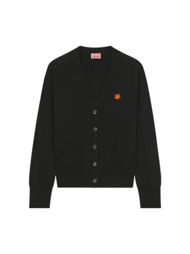 Boke Flower Embroidered Wool Cardigan Black - KENZO - BALAAN 2