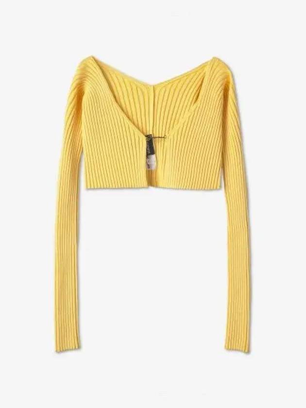 Jacquemus La Maille Fralou Cardigan Yellow 213KN1082190210SS23 - JACQUEMUS - BALAAN 1