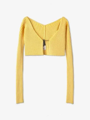 Jacquemus La Maille Fralou Cardigan Yellow 213KN1082190210SS23 - JACQUEMUS - BALAAN 1