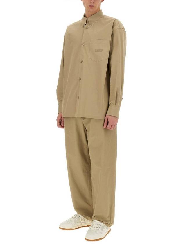 Poplin Heavy Cotton Slacks Beige - GUCCI - BALAAN 3