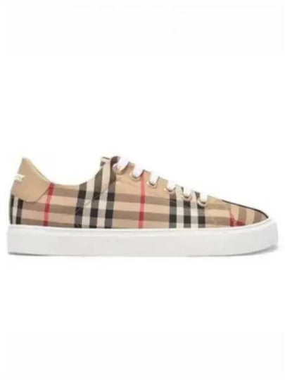 Vintage Check and Leather Sneakers Archive Beige - BURBERRY - BALAAN 2