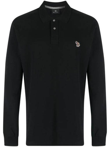 Men's Zebra Patch Long Sleeve Polo Shirt Black - PAUL SMITH - BALAAN 1