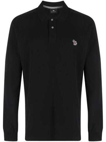 Men's Zebra Patch Long Sleeve Polo Shirt Black - PAUL SMITH - BALAAN 1