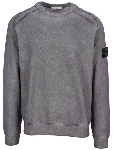 Dust Colour Treatment Crewneck Sweatshirt Grey - STONE ISLAND - BALAAN 1