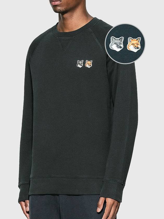 Double Fox Head Patch Classic Sweatshirt Anthracite - MAISON KITSUNE - BALAAN.