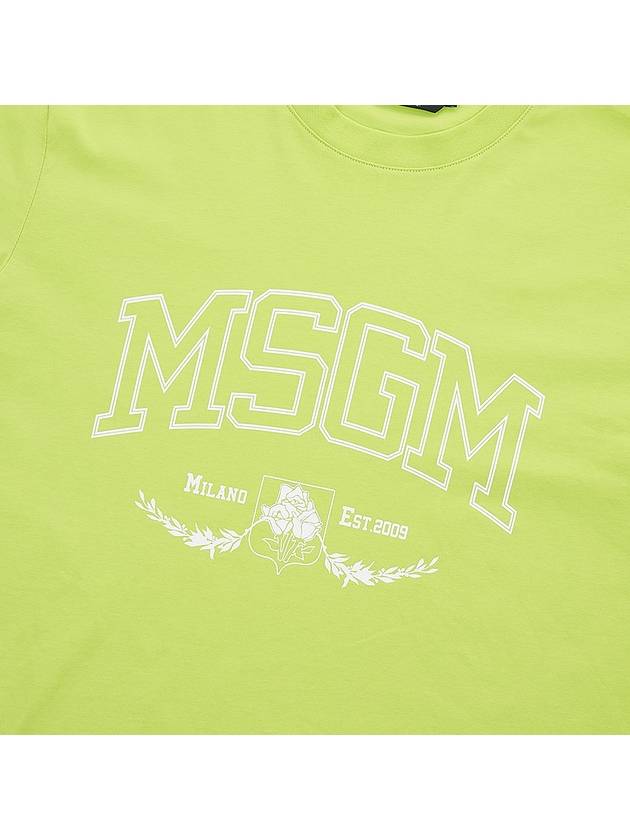 Men's Logo Print Cotton Short Sleeve T-Shirt Green - MSGM - BALAAN 7