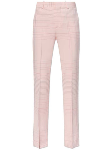 Bottega Veneta Plaid Pattern Pants, Women's, Pink - BOTTEGA VENETA - BALAAN 1