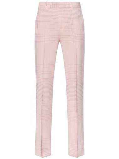 Bottega Veneta Plaid Pattern Pants, Women's, Pink - BOTTEGA VENETA - BALAAN 1