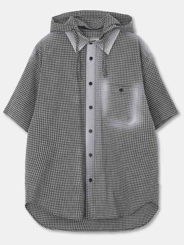 Checked Pattern Spray Hoodie Shirt_Black - KINETO - BALAAN 3