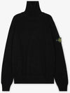 Wappen Patch Loose Fit Cotton Turtleneck Black - STONE ISLAND - BALAAN 3