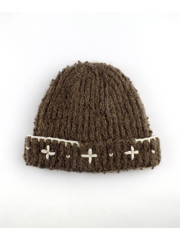 Flower Hand Stitched Beanie BROWN Women s - RUBATI - BALAAN 1