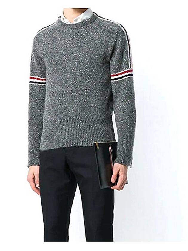 Intarsia Mohair Arm Banding Tweed Knit Top Grey - THOM BROWNE - BALAAN 6