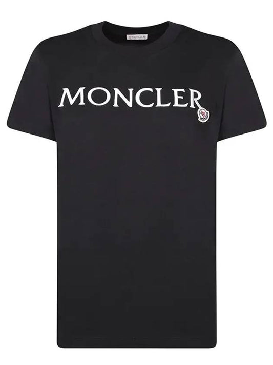 Women s Embroidered Logo Short Sleeve T Shirt Black - MONCLER - BALAAN 2