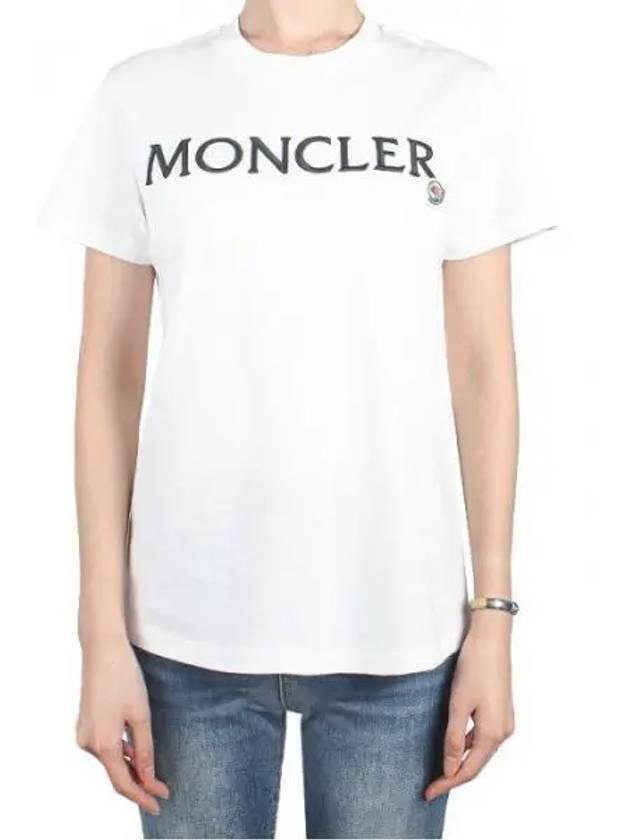 Women s Logo Short Sleeve T Shirt Off White 8C00011 89AIJ 033 1120440 - MONCLER - BALAAN 1