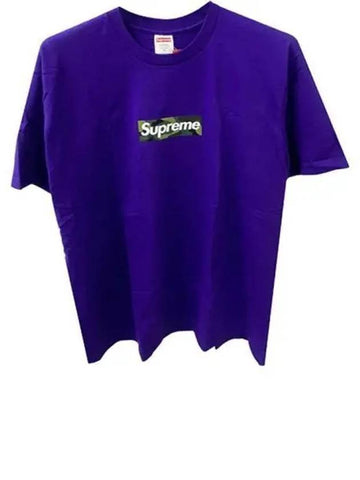 Box Logo Round Short Sleeve T Shirt Purple Men s 271849 - SUPREME - BALAAN 1