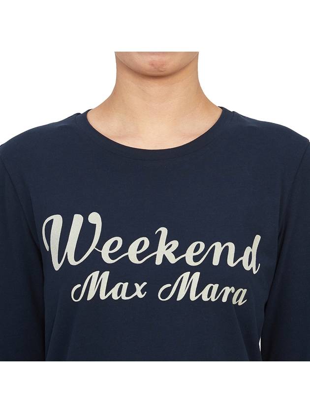 Quinoa Logo Print Long Sleeve T-Shirt Navy - MAX MARA - BALAAN 6