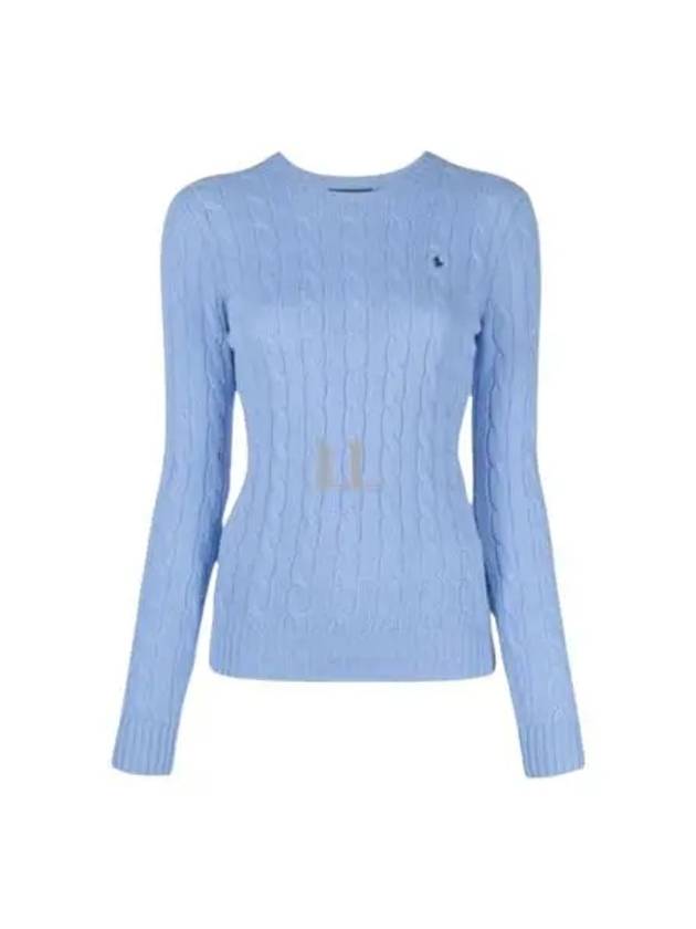 Pony Embroidered Logo Cable Knit Top Light Blue - POLO RALPH LAUREN - BALAAN 2